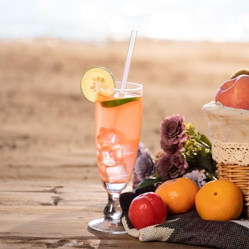 10 Packs (8 Pcs for Stanley Straw with 2Pcs Cleaning Brush) for Clear Stanley Straws, For Stanley 14 oz 20 oz 30 oz 40 oz FlowState Tumblers, Plastic Straws For Stanley Quencher Tumbler