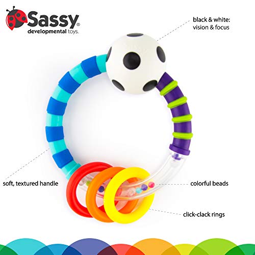 Sassy Ring Rattle - Developmental Toy for Babies with High Contrast