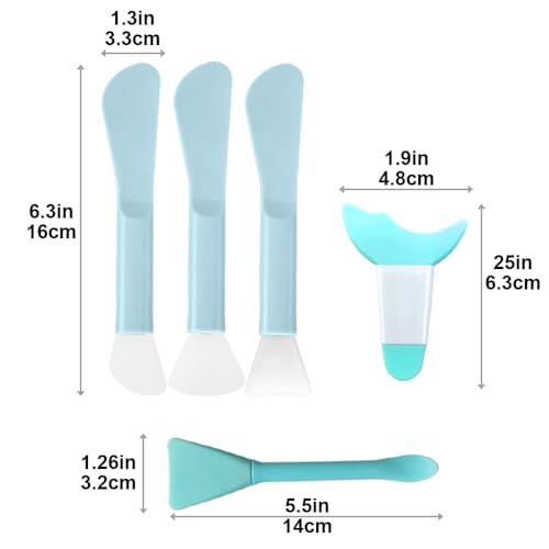 Silicone Face Mask Applicator Set with Spatula and Eyeliner Stencil 5Pcs