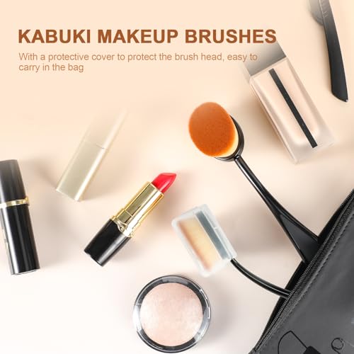 BEAUTYFACTOR Oval Foundation Brush 2 Pack - Ultra-Soft Dense Kabuki Brush