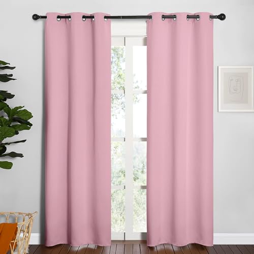 NICETOWN Blackout Curtains, 34x84 Inch Grommet Panels, Crystal Pink, 2 Pack