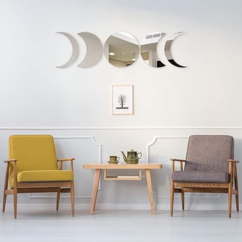 Moon Phase Mirror Set - 5 Piece Unbreakable Acrylic Wall Decor