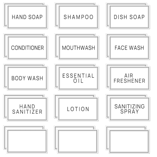 Bathroom Waterproof Label Stickers - 32pcs Organizing Labels for Bottles, Hand Soap, Shampoo & Conditioner