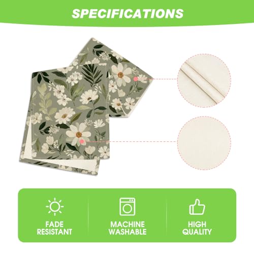 Green Olive Daisy Spring Table Runner 13x72 Inch Home Decor - Sage Green