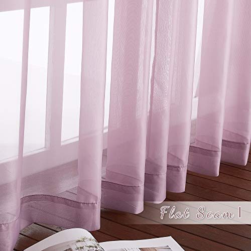 NICETOWN Purple Sheer Curtains 63 Inch - Grommet Top Voile Drapes