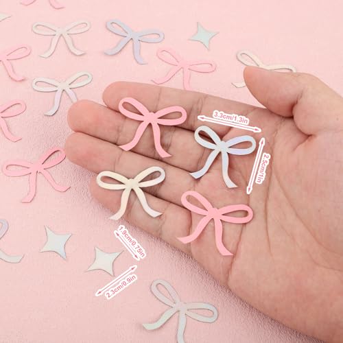 200pcs Pink Bow and Glitter Star Table Confetti for Wedding Party Decor