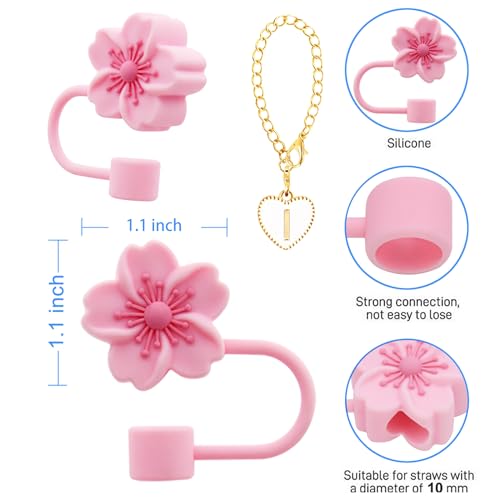 Cherry Blossom Straw Cover Caps for Stanley Cup - 2 Pack