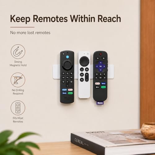 Magnetic Remote Control Holder - Wall Mount 2 Pack, 3-in-1 Kit