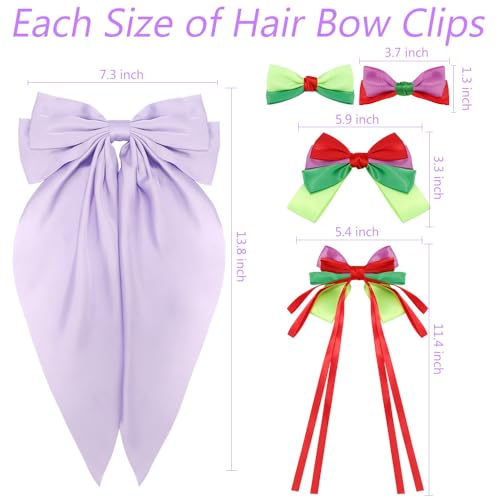 AHONEY 5-Pack Purple Satin Hair Bow Clips for Women and Girls