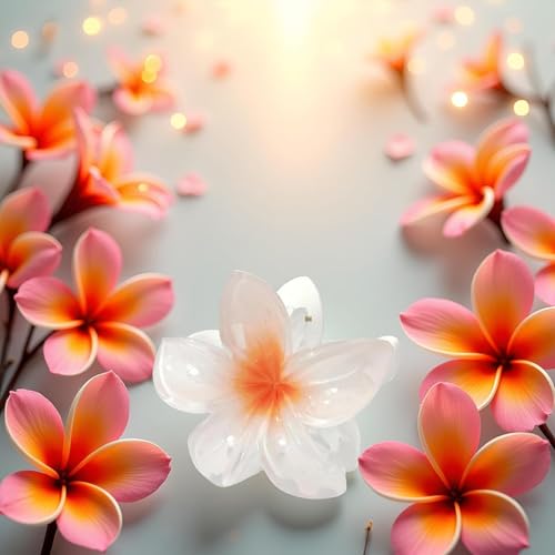 White Flower Hair Claw Clips - Set of 2 Hawaiian Plumeria Jaw Clips
