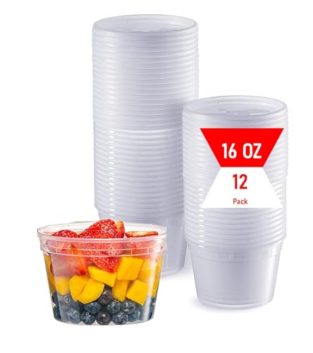 Mr Miracle 16 oz Clear Deli Containers with Lids - 12 Pack
