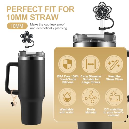Bling Silicone Flower Straw Covers for Stanley Cup 30 & 40 Oz