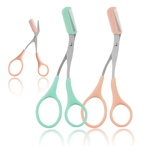 2Pcs Eyebrow Trimmer Scissors with Detachable Comb Safe Grooming Tool