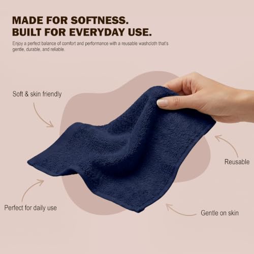 Utopia Towels 12-Pack Cotton Washcloth Set - Soft, Highly Absorbent, Navy