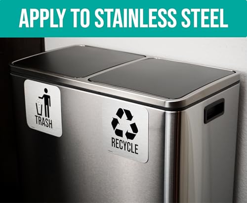 Trash and Recycle Magnets for Kitchen Bins - 5.5 Inch Square