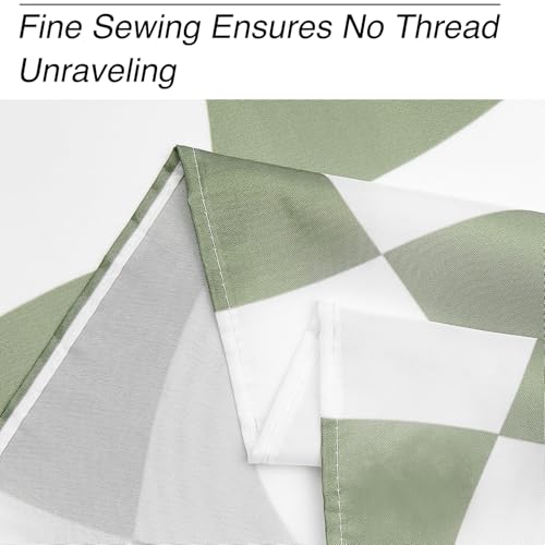 Sage Green Wave Checkered Shower Curtain 72x72 with Hooks - Vintage Boho Aesthetic