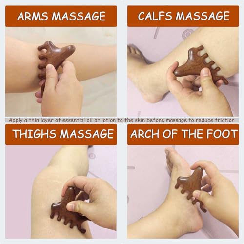 Natural Sandalwood Scalp Massager & Wide Tooth Hair Comb for Stress Relief