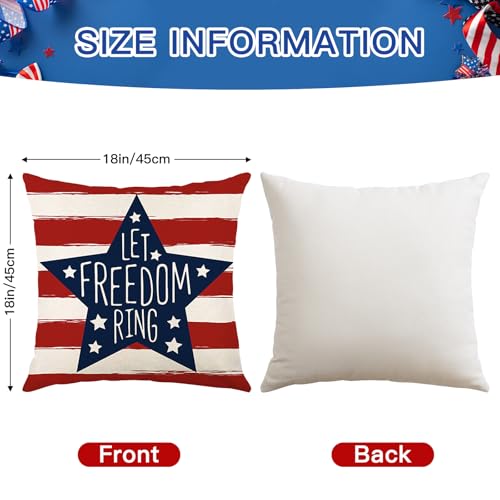 OTOSTAR Patriotic 18x18 Pillow Covers, America Freedom Set of 4