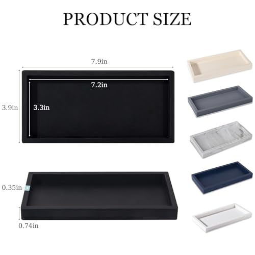 Heagoale Silicone Bathroom Vanity Tray, 7.9" x 4" Sink Organizer - Black