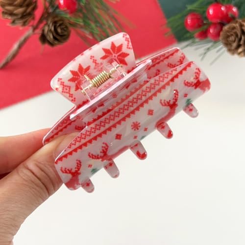 Christmas Hair Claw Clip Cute Holiday Deer Non-Slip Acrylic Hair Accessory