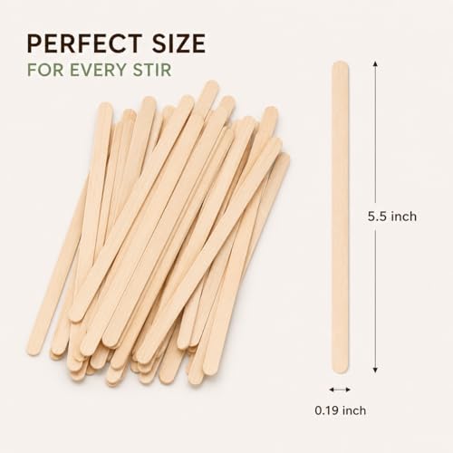 5.5 Inch Premium Birch Wood Coffee Stir Sticks - 200 Count