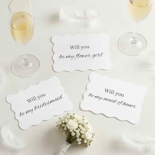 Bridesmaid Proposal Cards Set with Envelopes - White Wave Cut