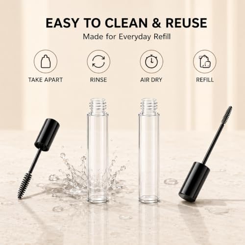 Hession Empty Mascara Tube Kit with Wands - Reusable DIY Lash Serum Containers