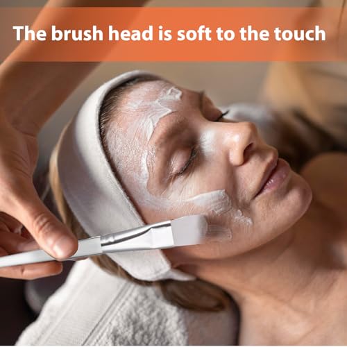 JJUNW 5 Pcs Facial Mask Brush Set, Soft Nylon Bristles with Clear Handle