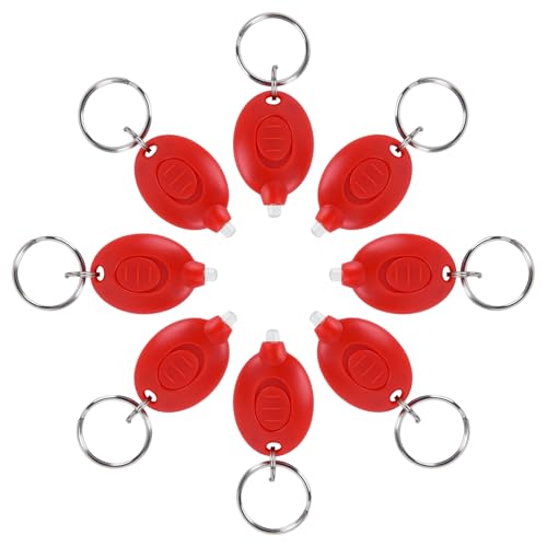 8 Pack Red LED Keychain Light, Red Light Mini Keychain Flashlights, Red Flashlight Keychain, Red Light Key Chain for Night Vision