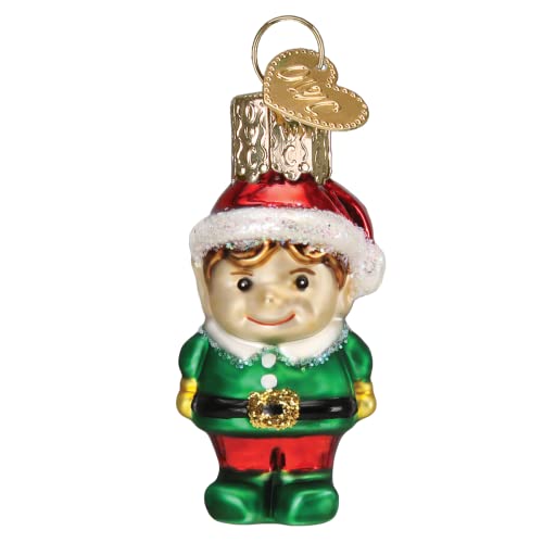 Elf Glass Blown Ornament - Mini Handcrafted Holiday Decoration, Christmas Tree Accessory