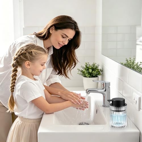 8oz Clear Glass Foaming Hand Soap Dispenser with Black Pump - 1 Pack