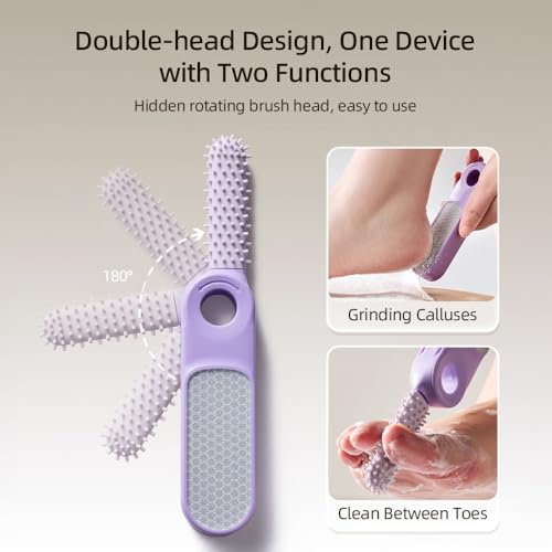 Cryslora 2-in-1 Foot File Callus Remover & Pedicure Tool with Toe Brush