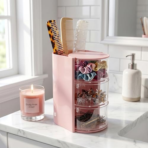 All-in-One Hair Accessories Organizer with Rotating Brush Holder
