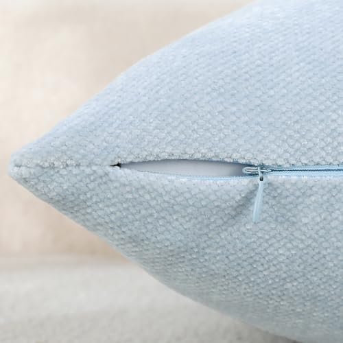 Jeneoo Baby Blue Chenille Throw Pillow Covers Set of 2 20x20 Inches