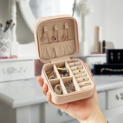 ZPROW Mini Travel Jewelry Case - Portable Organizer for Rings & Earrings