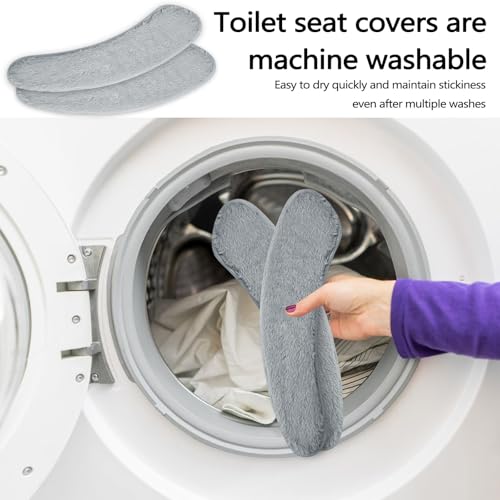 Elongated Toilet Seat Cushion Warmer with Memory Foam - Washable Flannel Cover