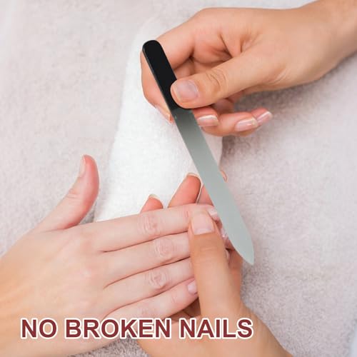 Glass Nail File Set with Case, 3Pcs Double-Sided Crystal Nail Files