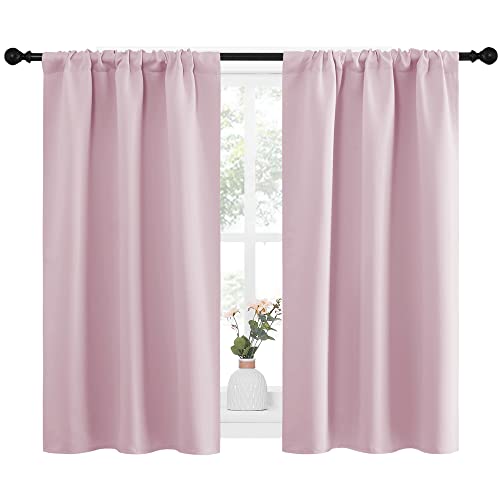 NICETOWN Blackout Curtains for Small Windows, Baby Pink, 34"W x 45"L (2 Panels)