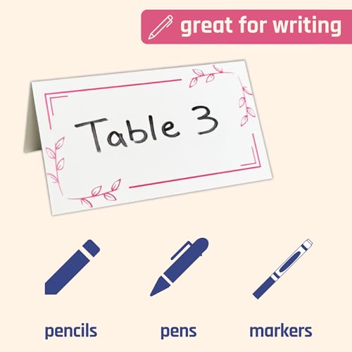 TownStix Pink Floral Name Place Cards for Table Setting, 150 Pack