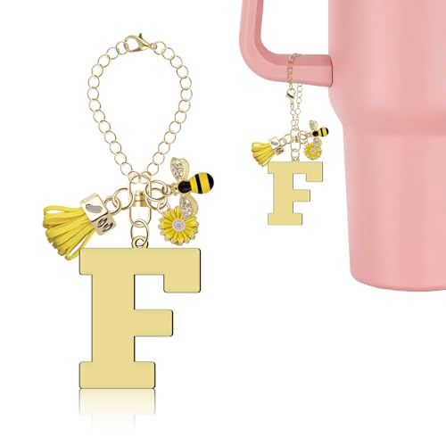 Bee Sunflower Initial Charms for Stanley Cup Keychain