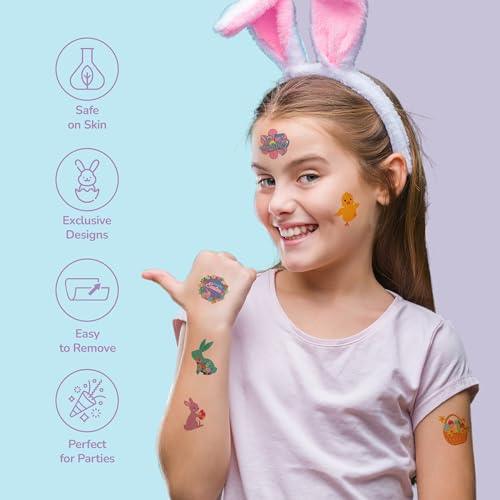 ArtCreativity 240 Pcs Easter Temporary Tattoos for Kids Basket Stuffers