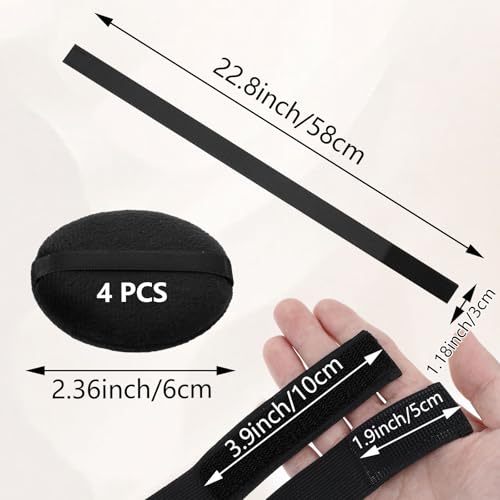 Adjustable Wig Band with Ear Covers 4 Pack Black Elastic Lace Melting Bands