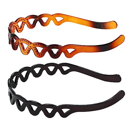 GSHLLO Plastic Teeth Comb Headbands Non Slip Wavy Hair Bands 2 Pcs