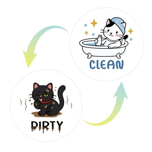 2-Piece Cat Clean Dirty Dishwasher Magnet Set - Double-Sided
