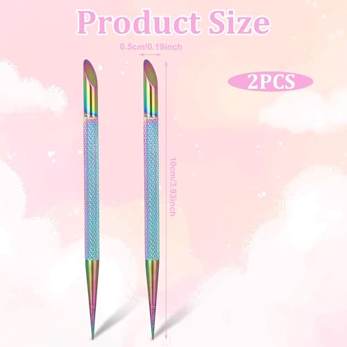 2 Pcs Stainless Steel Cuticle Pusher and Nail Cleaner Tool Set