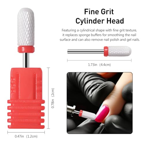Kootinn 4 Pcs Ceramic Nail Drill Bits Set 3/32 Inch Professional Manicure Pedicure Cuticle Gel Removal Tool