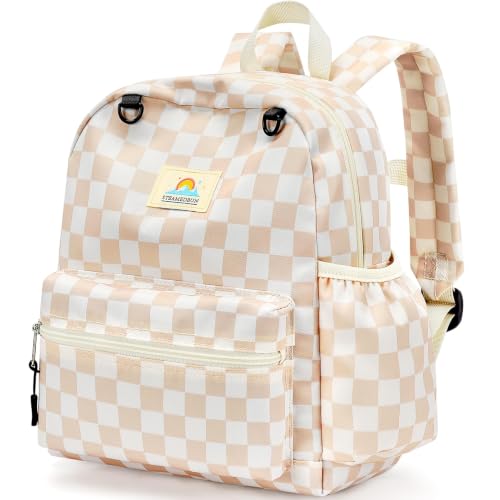 STEAMEDBUN Brown Checkerboard Toddler Backpack 12" - Ages 2-4
