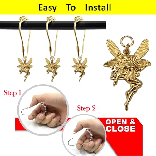 ZILucky 12 Pcs Butterfly Shower Curtain Hooks - Rustproof Stainless Steel