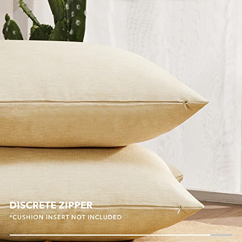 Deconovo Faux Linen Throw Pillow Covers, 20"x20" (Pack of 4) - Pale Banana