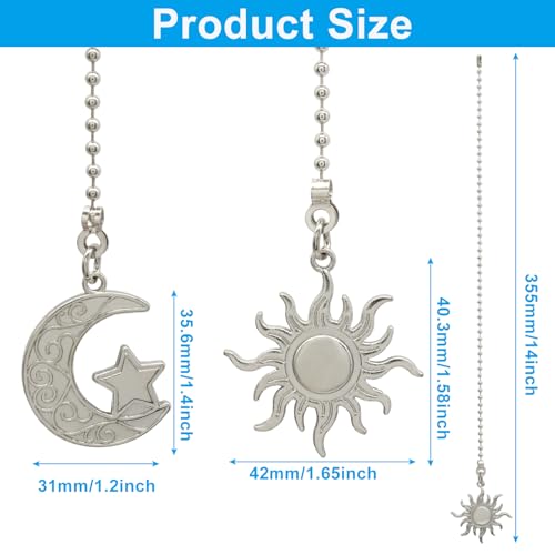 Sun and Moon Ceiling Fan Pull Chain Extension 12 Inch 2 Pack